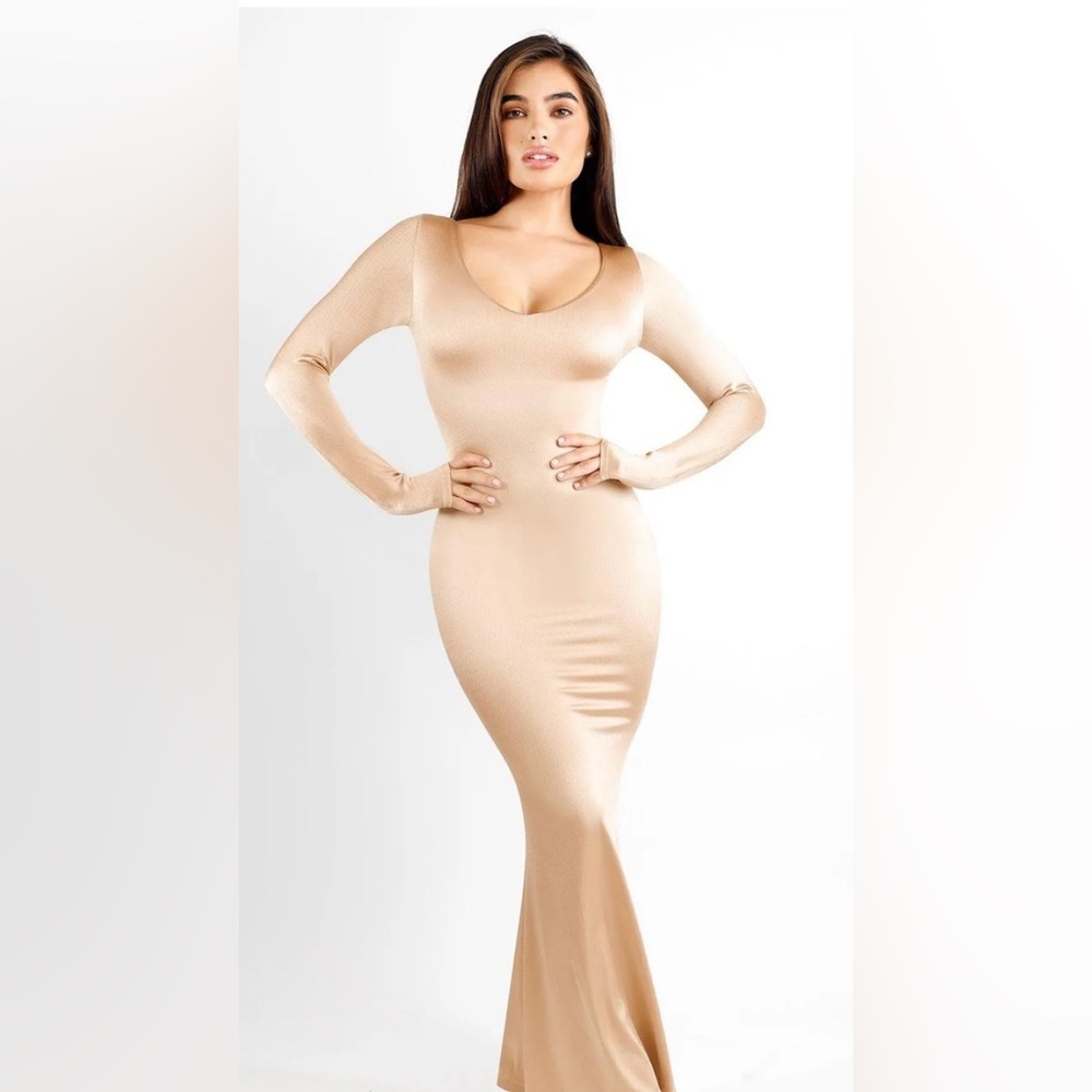 NWT Popilush ShapeWear Champagne Maxi Dress